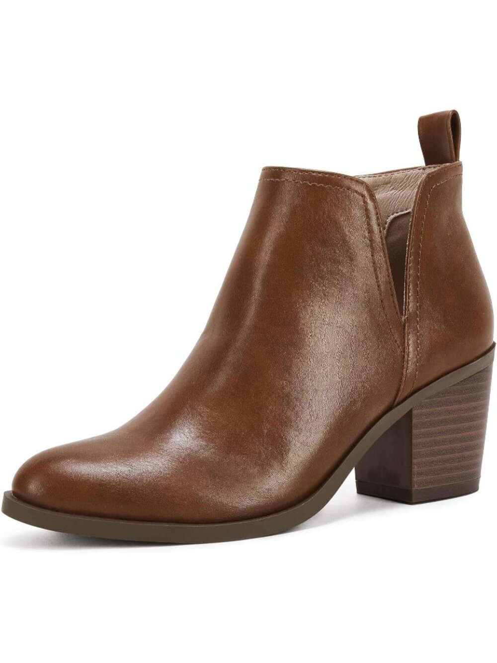 Women's Brown  Cut Out Ankle Boots Chunky Stacked Heel Western Booties